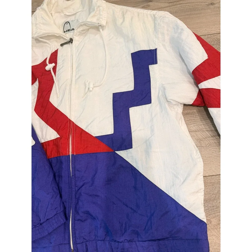 Vintage Head Windbreaker Jacket Red White Blue Star Colorblock Mens Large 90s